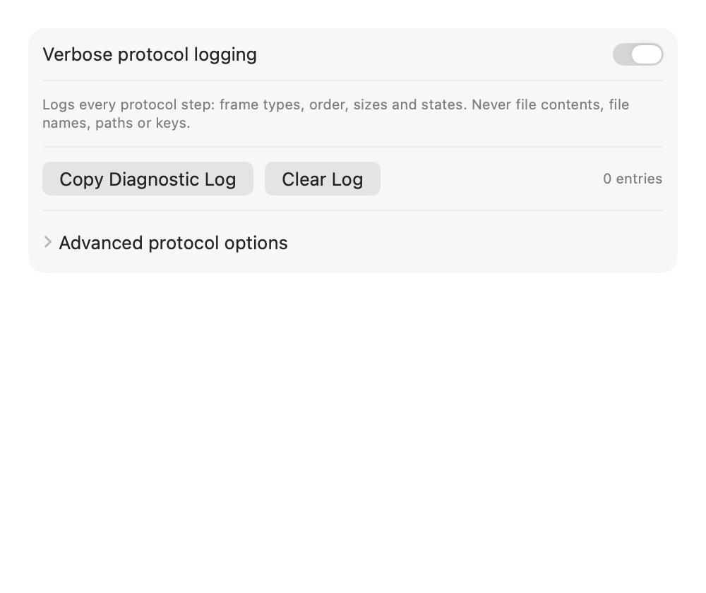 Diagnostics settings